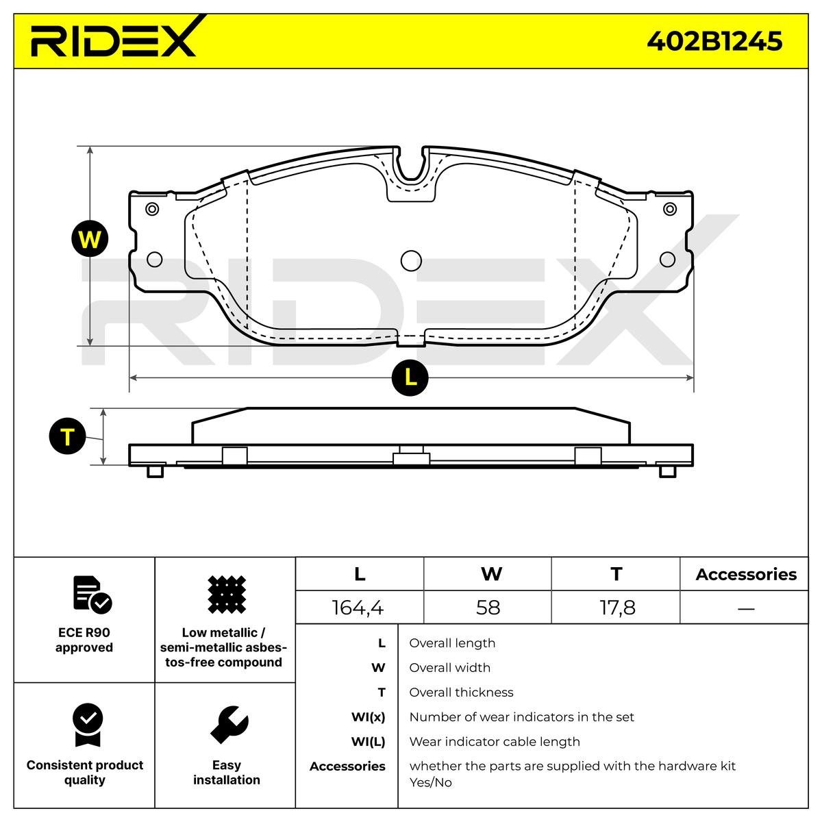RIDEX Brake pad set, disc brake 402B1245 buy online