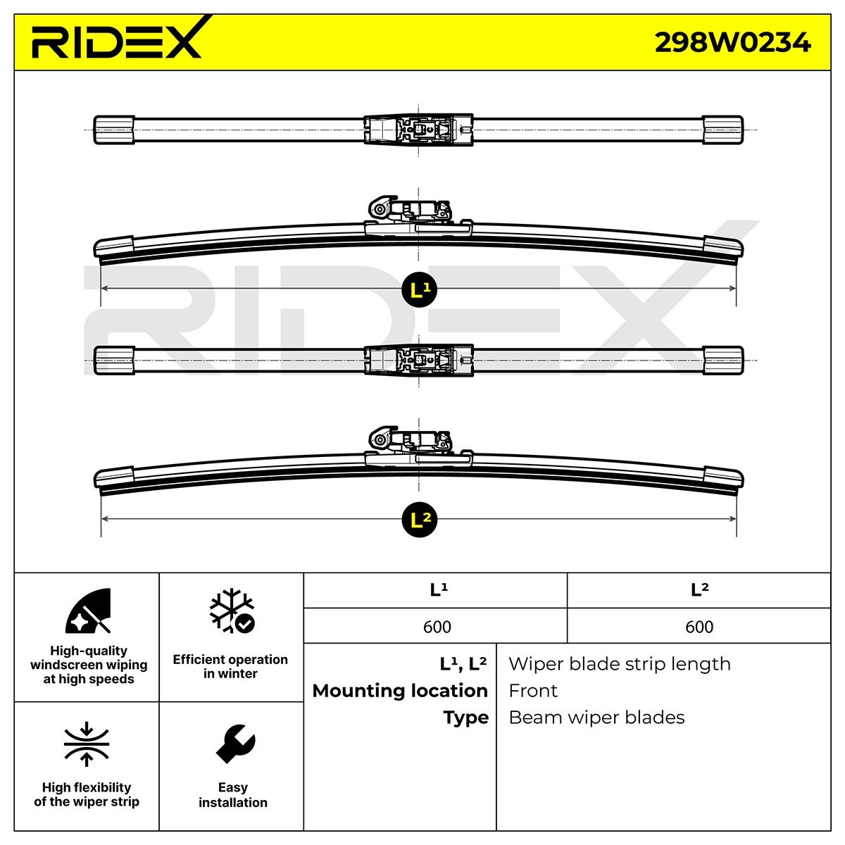 298W0234 Metlica brisalnika stekel RIDEX originalni kvalitetni