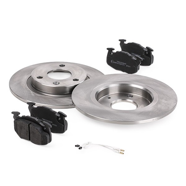 RIDEX Front Axle, solid, incl. wear warning contact Ø: 238mm, Brake Disc Thickness: 8mm Brake discs and pads 3405B0194 buy