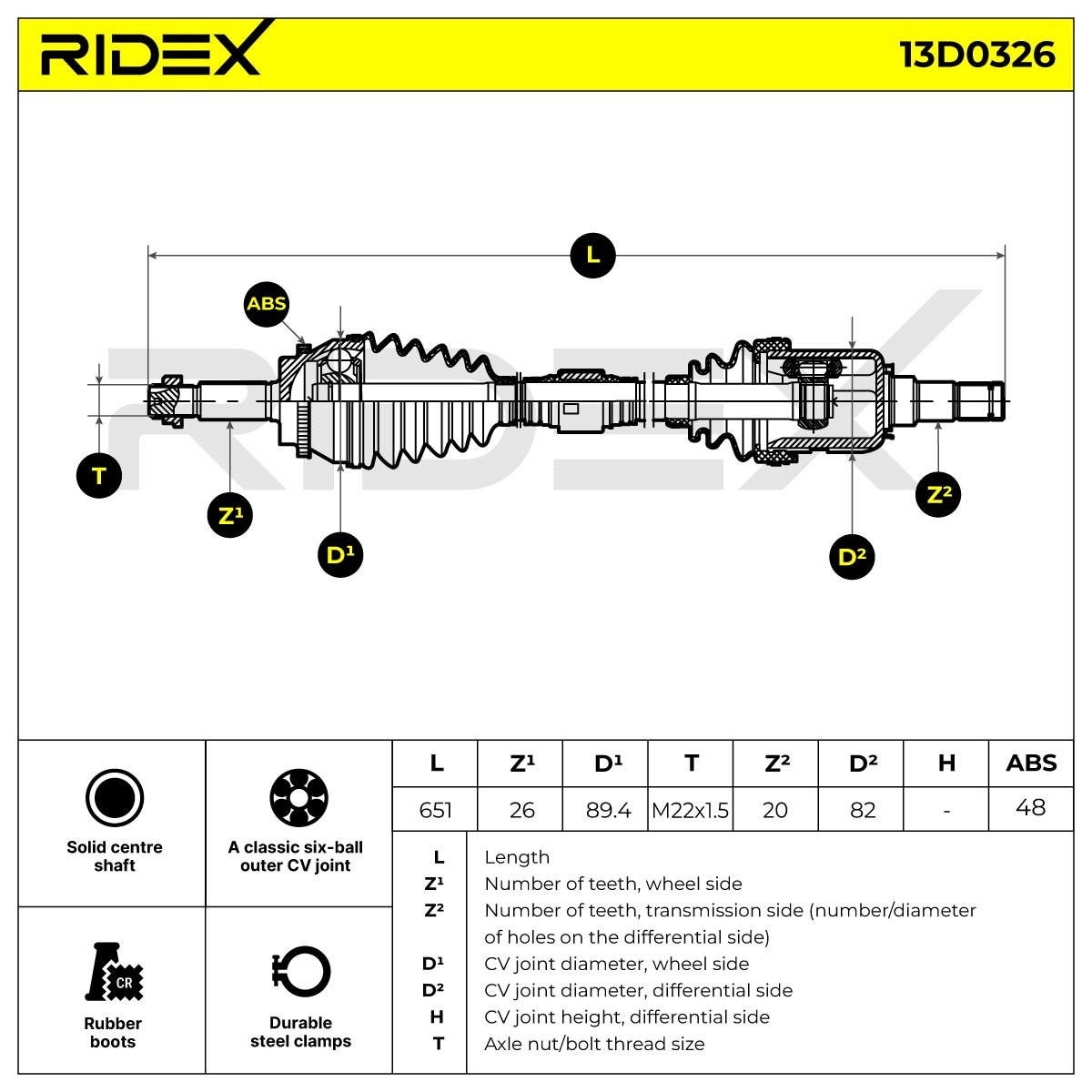 RIDEX CV axle 13D0326 buy online