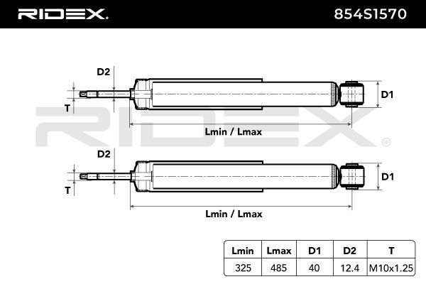 854S1570 Αμορτισέρ RIDEX Γνήσια ποιότητας