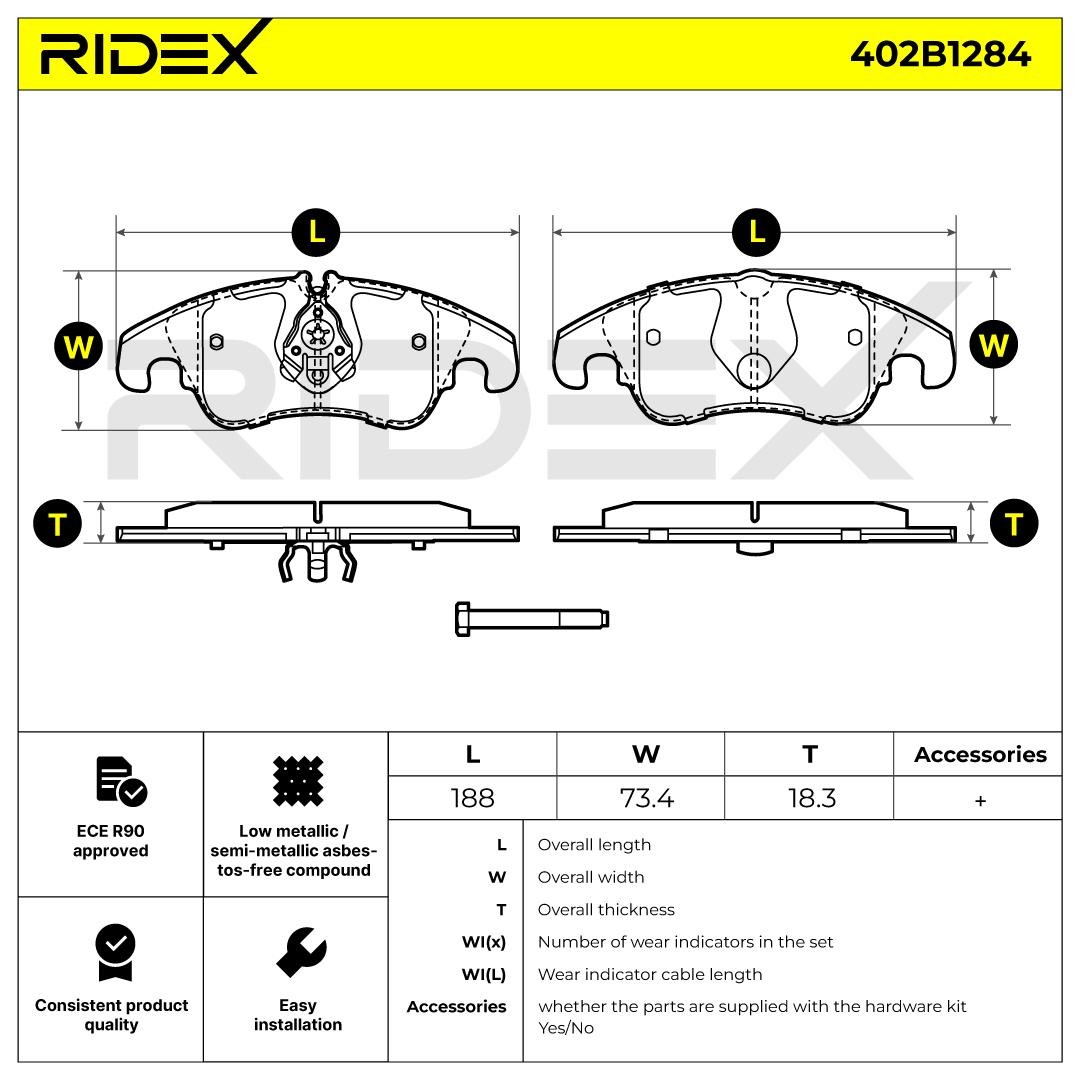 OEM-quality RIDEX 402B1284 Disc pads