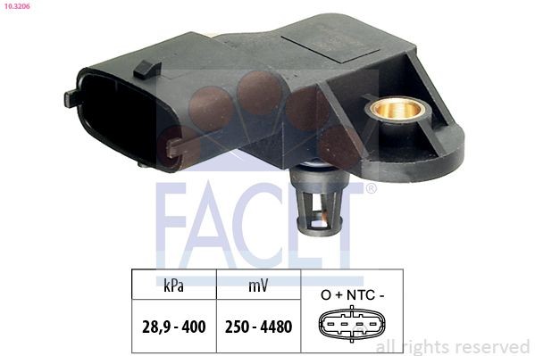 EPS 1.993.206 FACET 10.3206 Sensor, boost pressure 0000504372225