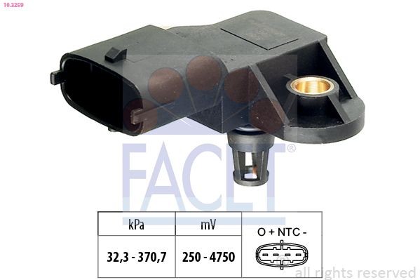 Fiat GRANDE PUNTO Sensor, boost pressure FACET 10.3259 cheap