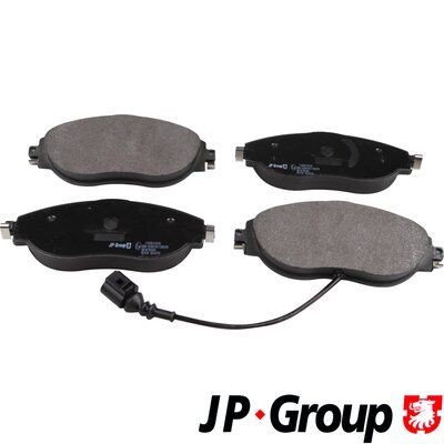 JP GROUP 1163613310 Brake pad set Front Axle, with integrated wear warning contact