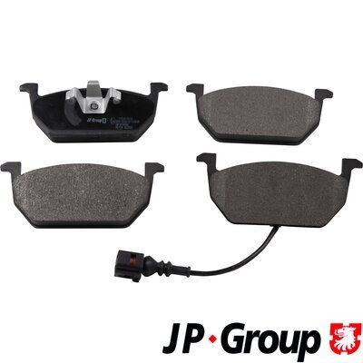 JP GROUP 1163614010 Brake pad set Front Axle, with integrated wear warning contact