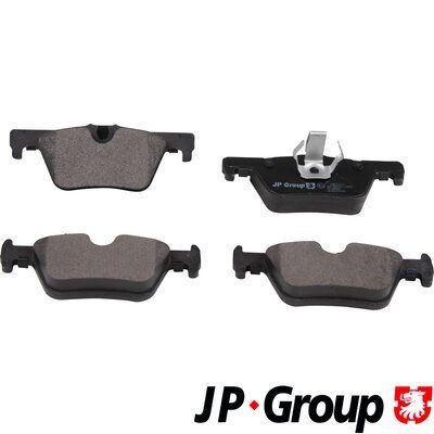 JP GROUP Rear Axle, prepared for wear indicator Height 1: 46,4mm, Height 2: 45,1mm, Width: 123mm, Thickness: 17,2mm Brake pads 1463702210 buy