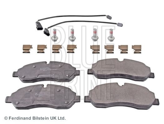 BLUE PRINT ADF124211 Brake pad set Front Axle, incl. wear warning contact, with anti-squeak plate, with brake caliper screws, with fastening material