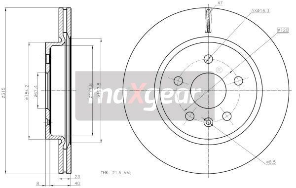 Opel INSIGNIA Brake discs and rotors 13592887 MAXGEAR 19-2368MAX online buy