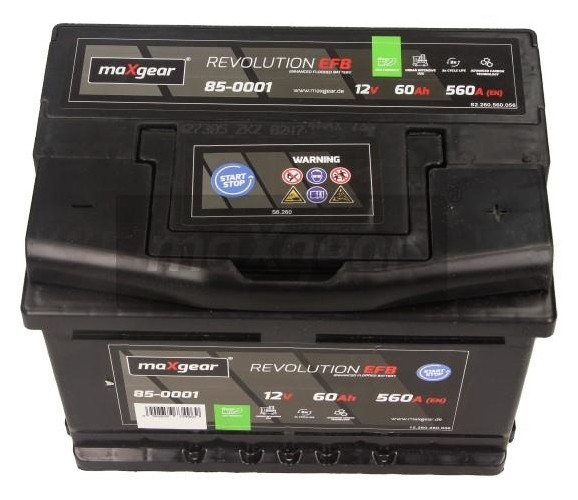 MAXGEAR REVOLUTION 12V 60Ah 560A B13 EFB Battery, Positive Terminal right, without fill gauge, Maintenance free Cold-test Current, EN: 560A, Voltage: 12V, Terminal Placement: 01 Starter battery 85-0001 buy