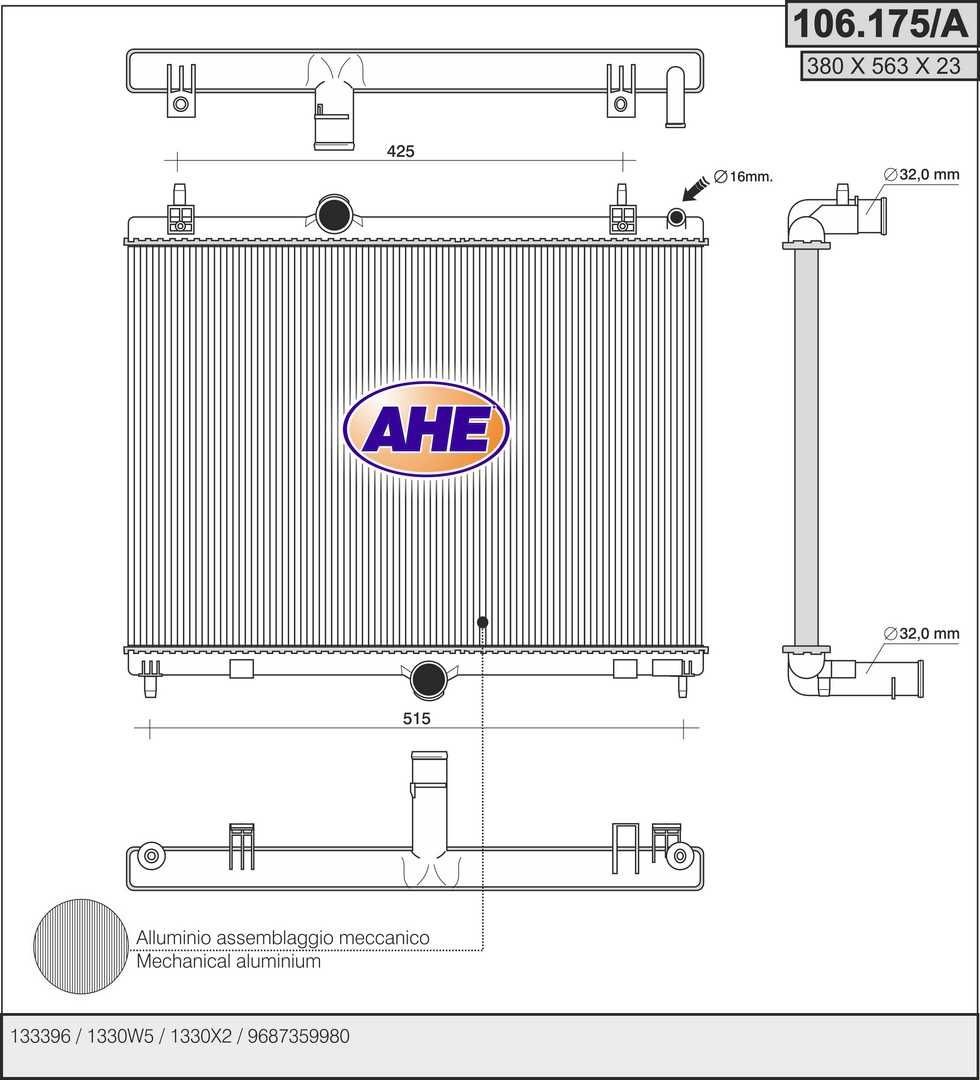 AHE 106.175/A Engine radiator 96.873.599.80