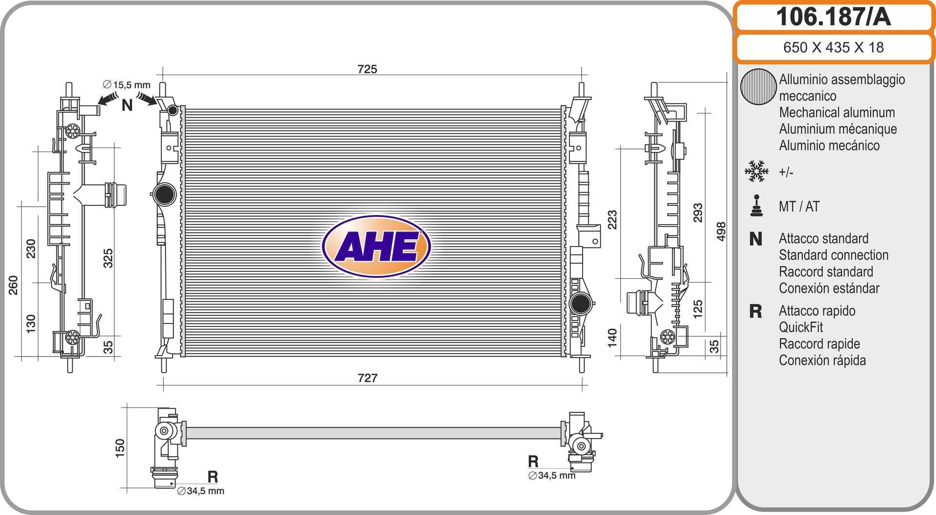 AHE 106.187/A Engine radiator 96 757 479 80