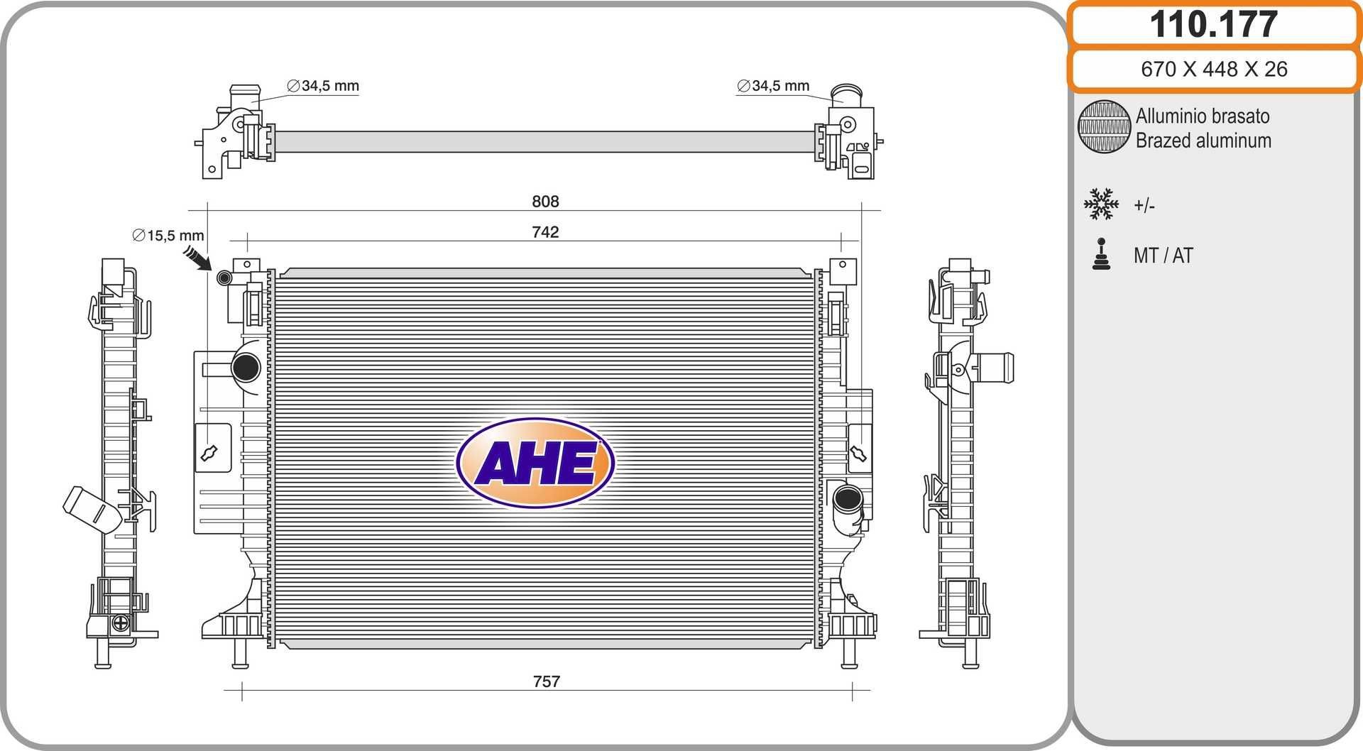 AHE 110.177 Engine radiator 1857556
