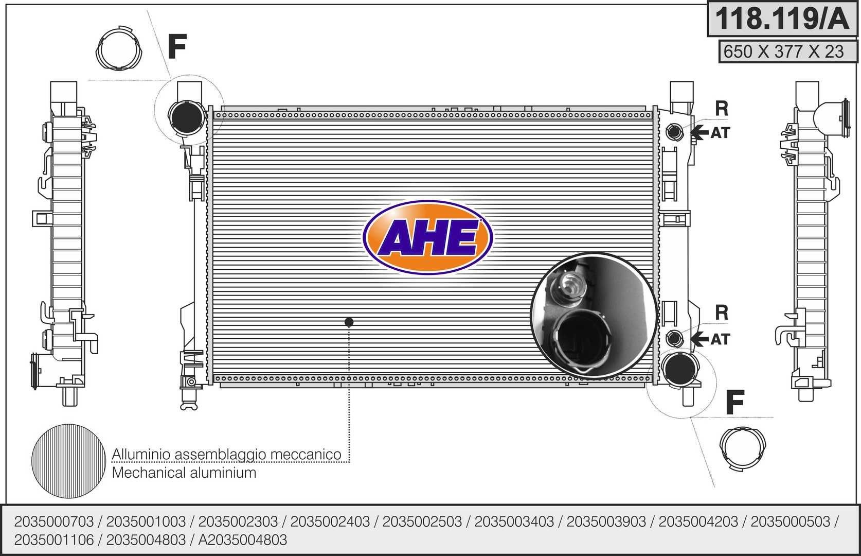 AHE 118.119/A Engine radiator 203 500 0703