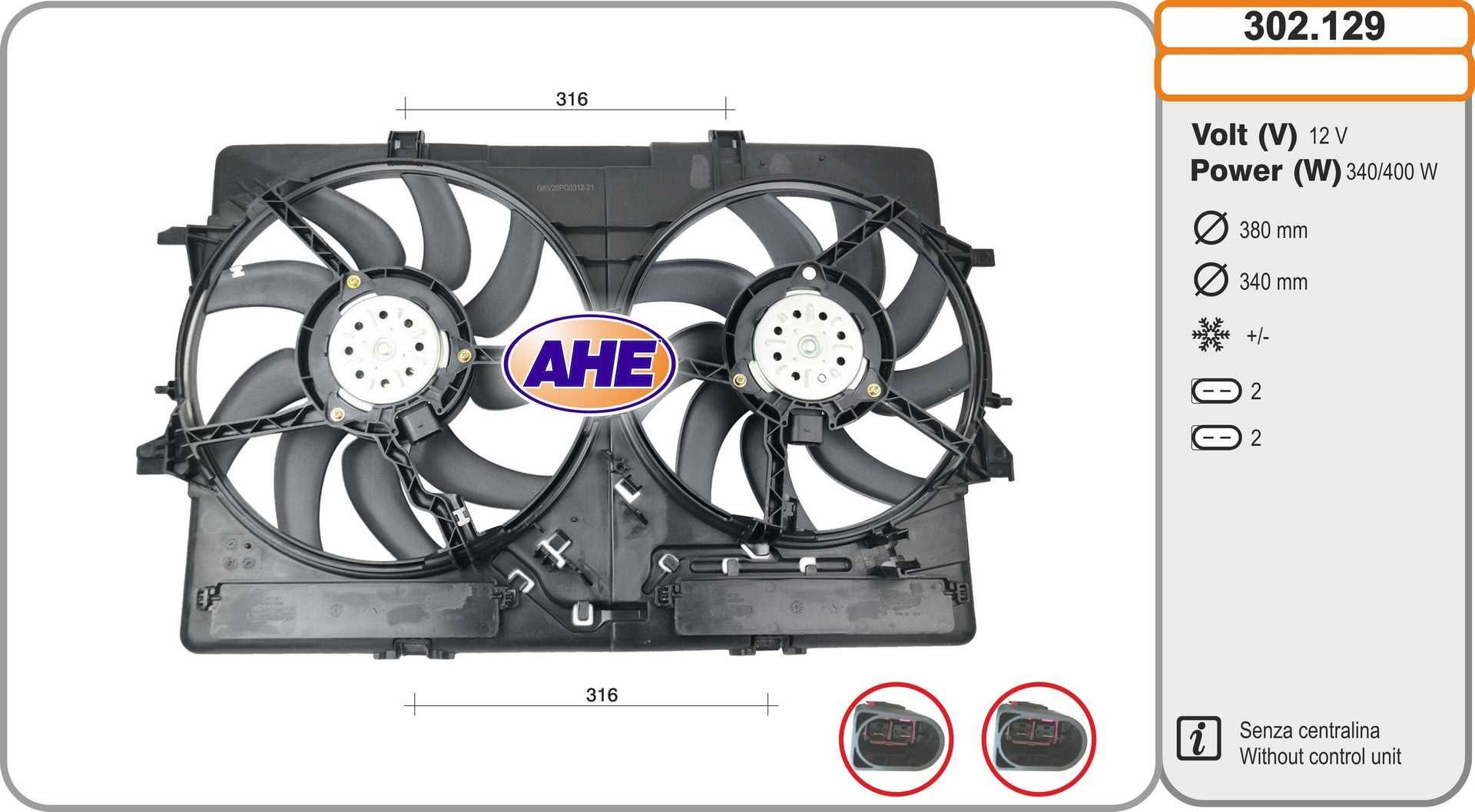 AHE 302.129 Fan, radiator 8K0.959.455T