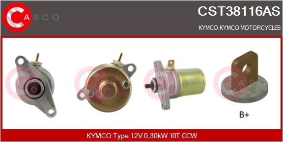 KYMCO SENTO Anlasser 12V, 0,30kW, Zähnez.: 10, CPS0141, PIN, Ø 24 mm CASCO CST38116AS