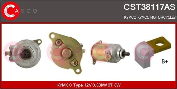 KYMCO GRAND DINK Anlasser 12V, 0,30kW, Zähnez.: 9, CPS0142, PIN, Ø 30 mm CASCO CST38117AS