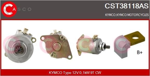 KYMCO PEOPLE Anlasser 12V, 0,1kW, Zähnez.: 9, CPS0142, PIN, Ø 30 mm CASCO CST38118AS