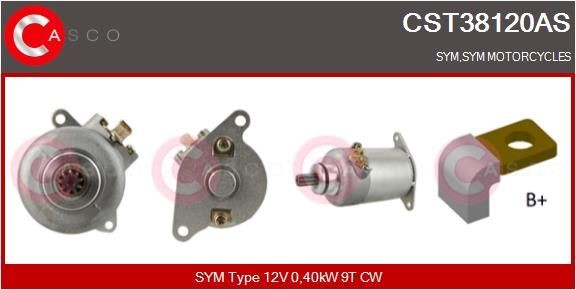 SYM HD Anlasser 12V, 0,40kW, Zähnez.: 9, CPS0142, PIN, Ø 30 mm CASCO CST38120AS