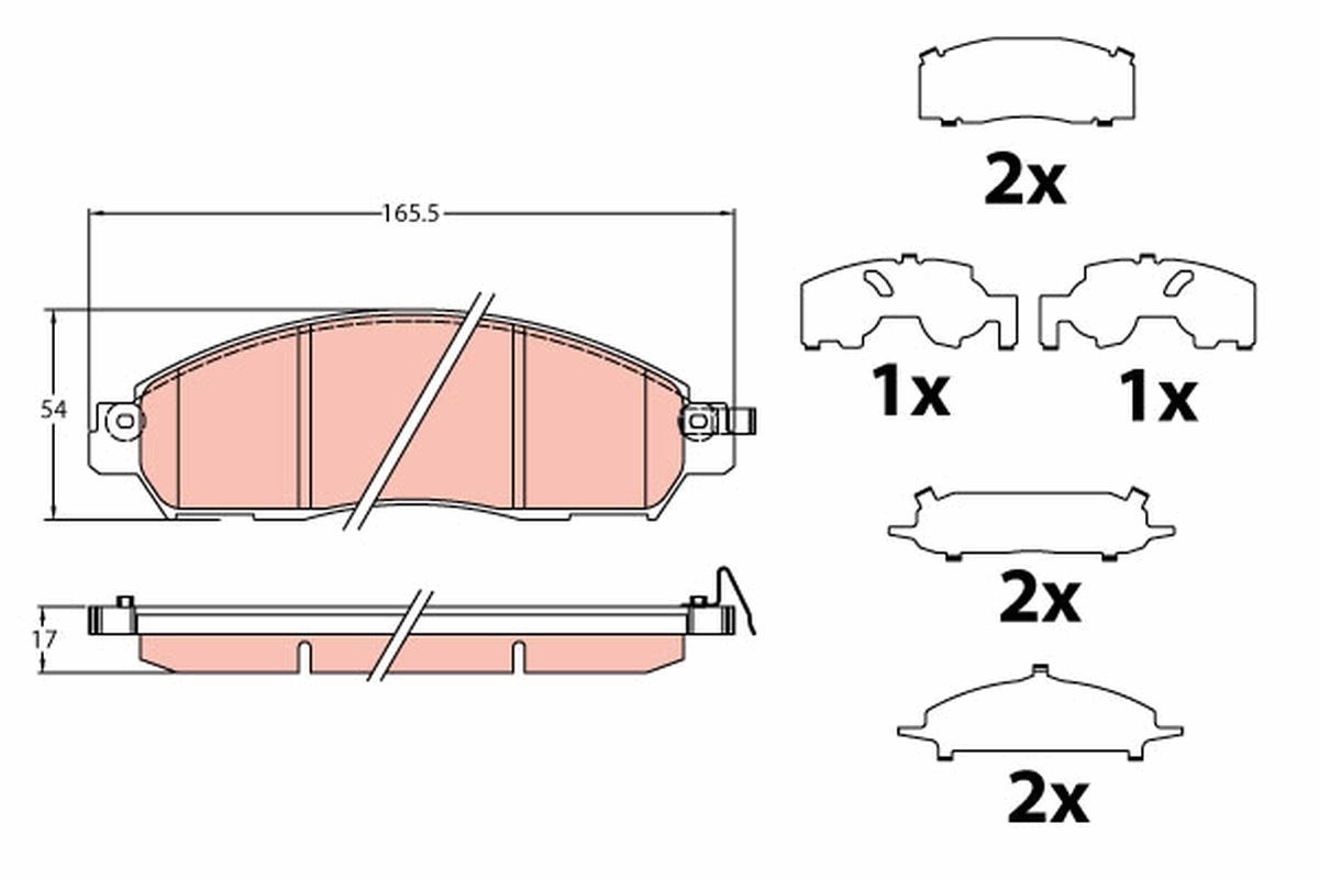 TRW GDB2182 Brake pad set with acoustic wear warning, with accessories