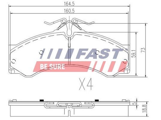 FAST FT29015 Bremsbeläge für MULTICAR UX100 LKW in Original Qualität