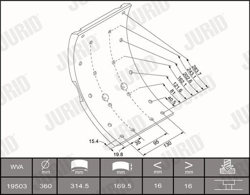 JURID Brake Lining Kit, drum brake 1950301510