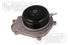GRAF PA1376 Water pump with seal, without lid, switchable water pump, Metal, Water Pump Pulley Ø: 105,9 mm, for v-ribbed belt use