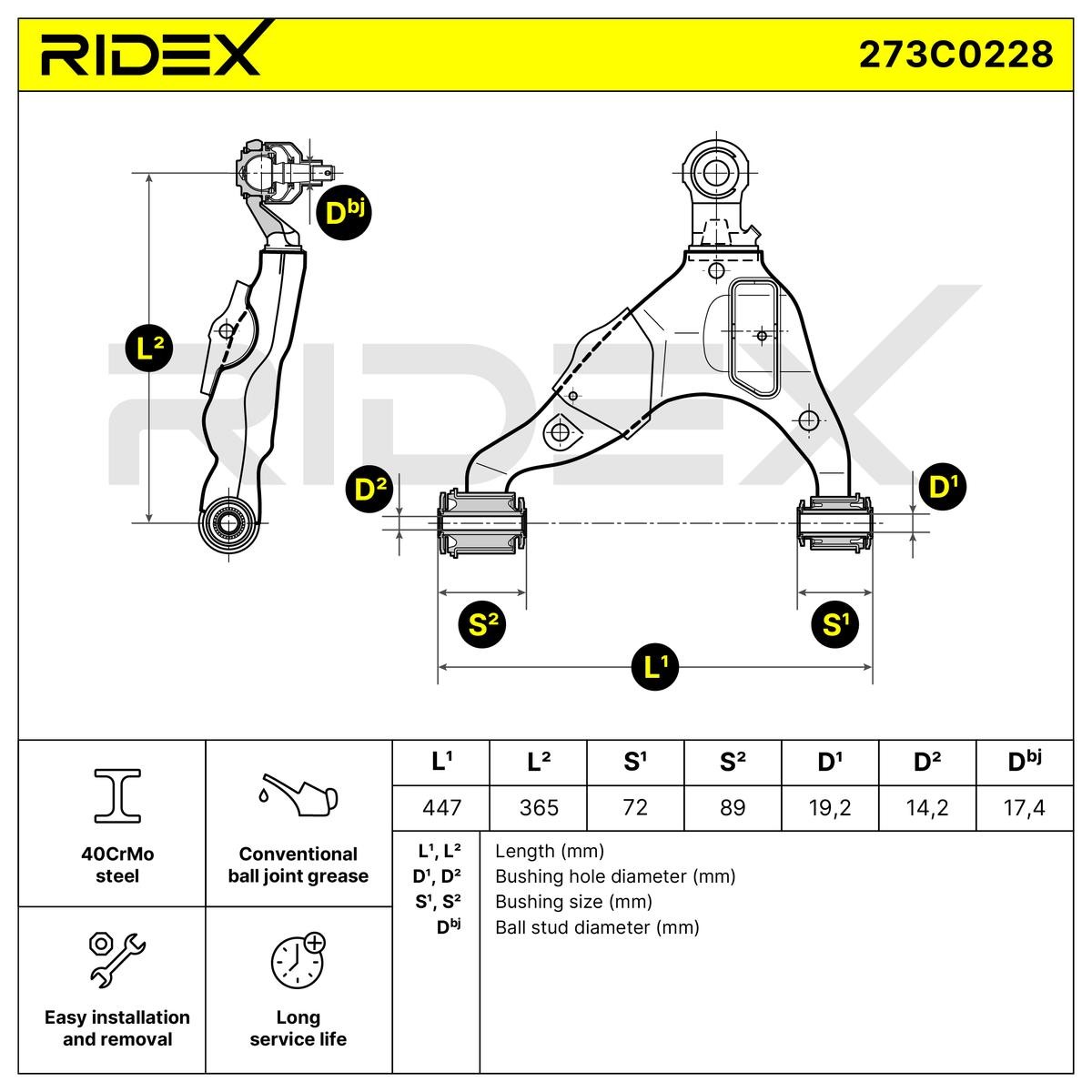 Suspension arm 273C0228 from RIDEX