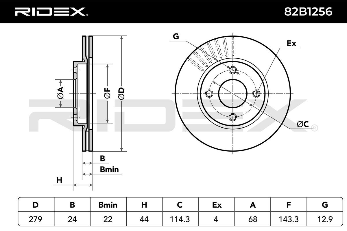 RIDEX 82B1256 Brake disc 40206ET02C