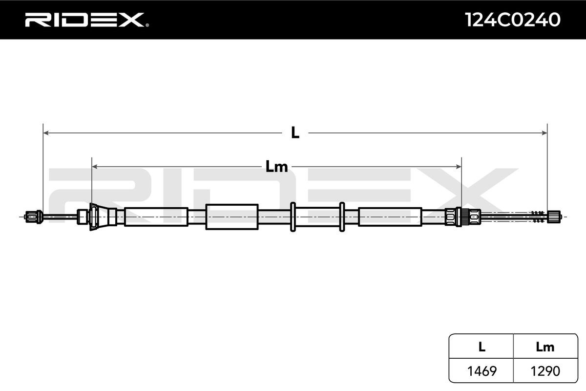 124C0240 Brake cable 124C0240 RIDEX Rear, Right, 1469, 1469/1290mm, Drum Brake