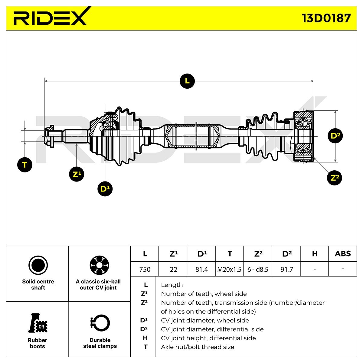 RIDEX CV axle 13D0187 buy online