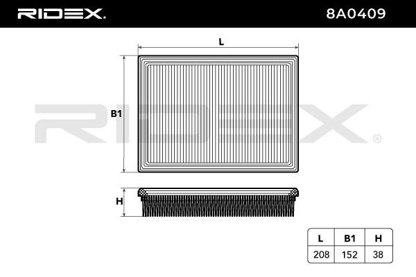 OEM-quality RIDEX 8A0409 Engine filter
