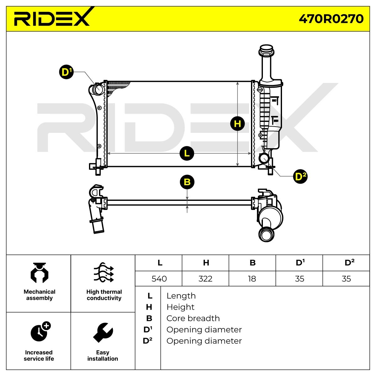 OEM-quality RIDEX 470R0270 Engine radiator