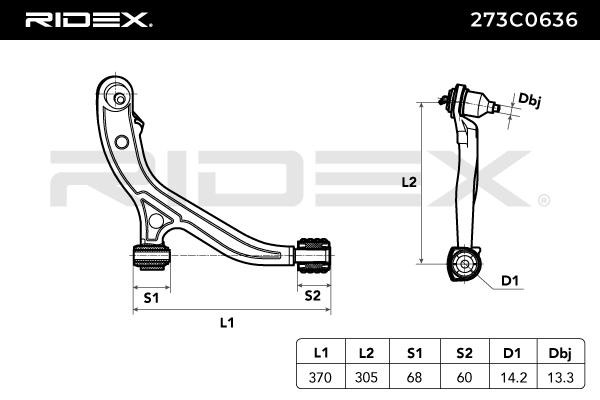 Buy Suspension arm RIDEX 273C0636 - Wheel suspension parts CHRYSLER VOYAGER online