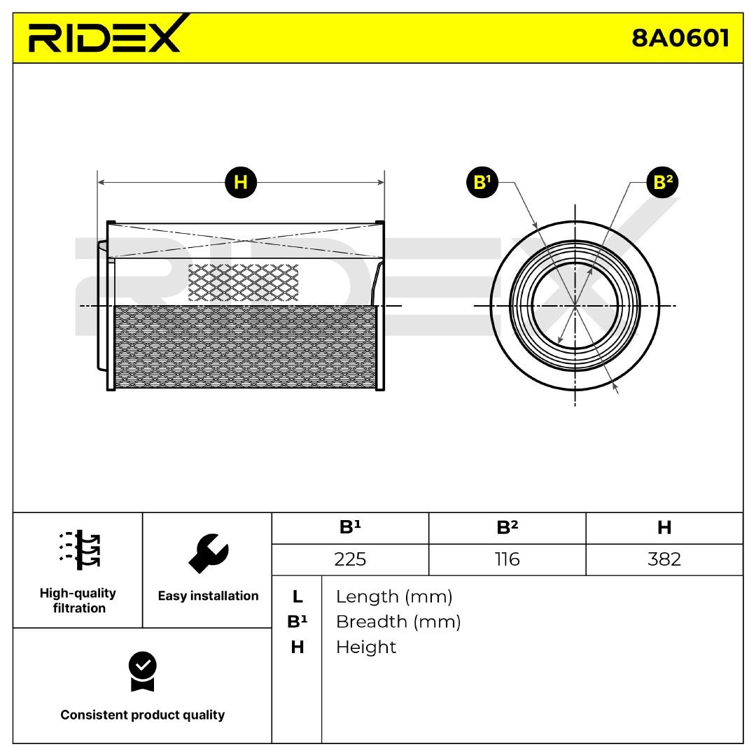 OEM-quality RIDEX 8A0601 Engine filter