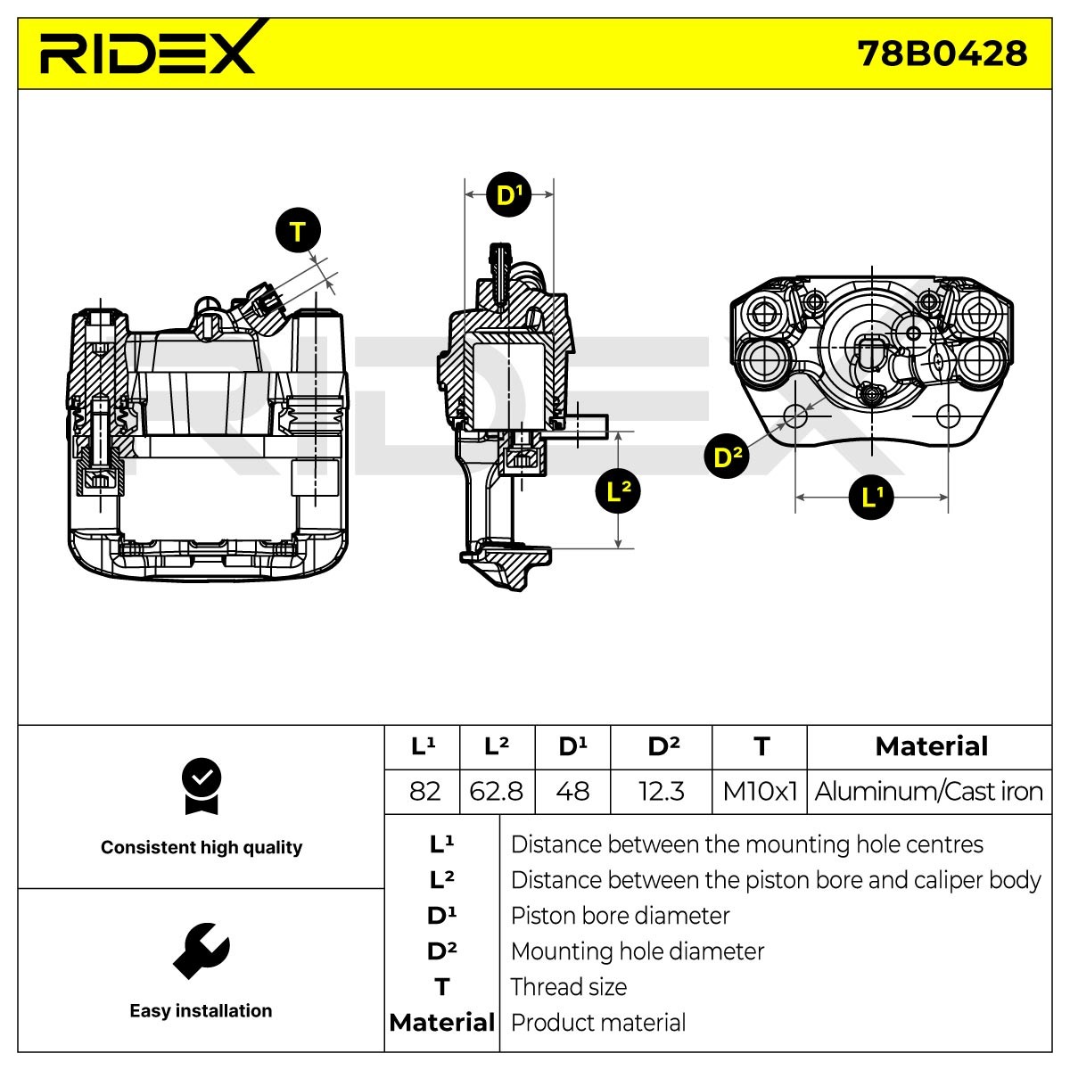 OEM-quality RIDEX 78B0428 Brake caliper