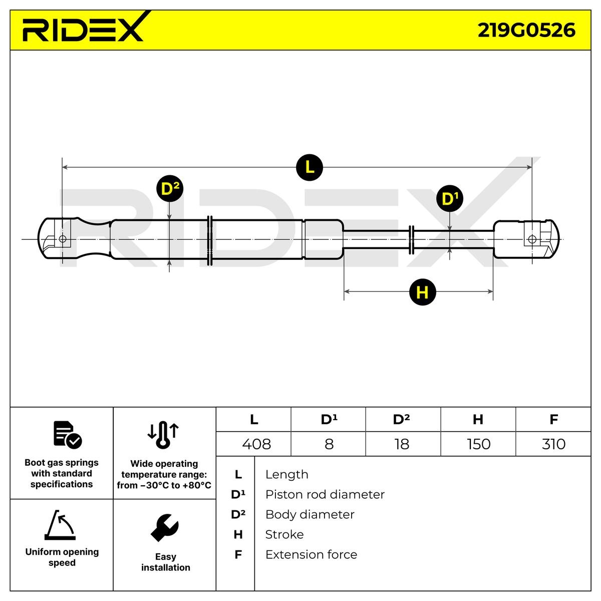 RIDEX Ammortizzatori portellone 219G0526 recensioni