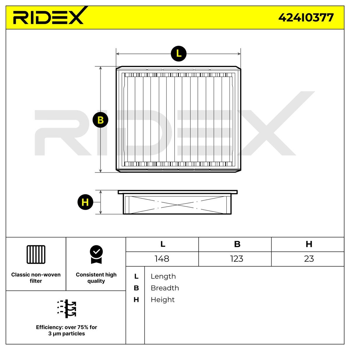 OEM-quality RIDEX 424I0377 Air conditioner filter