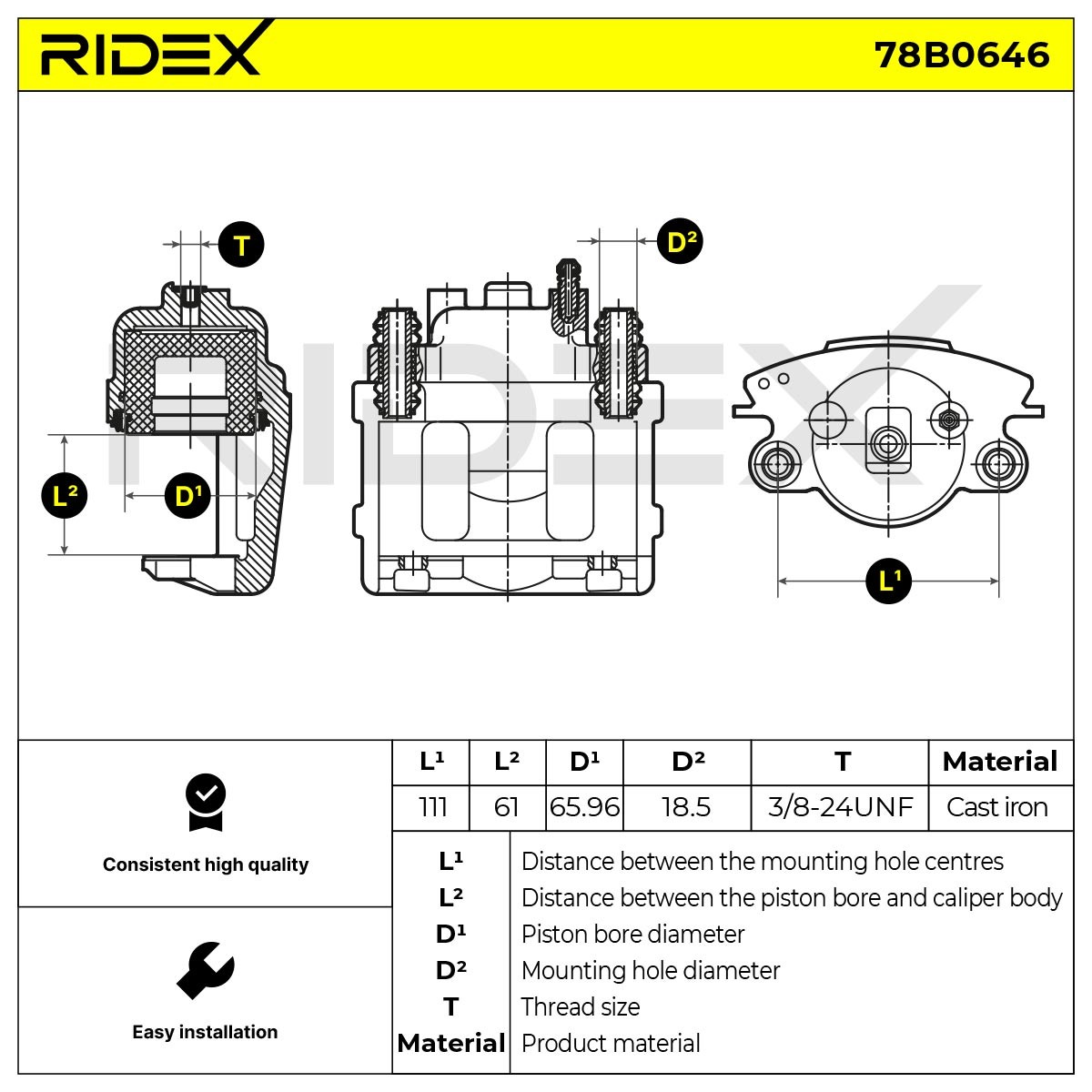 OEM-quality RIDEX 78B0646 Brake caliper