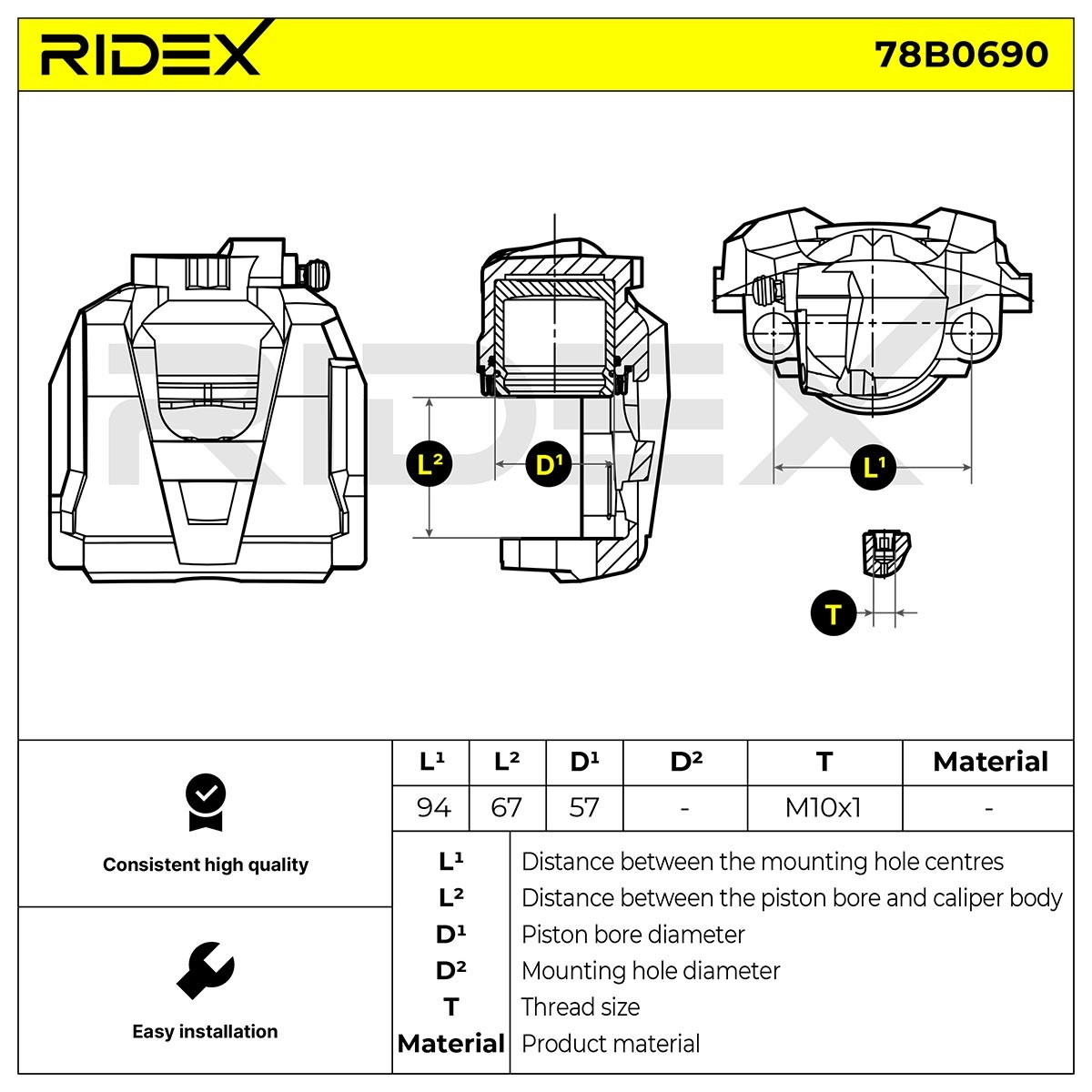 OEM-quality RIDEX 78B0690 Brake caliper