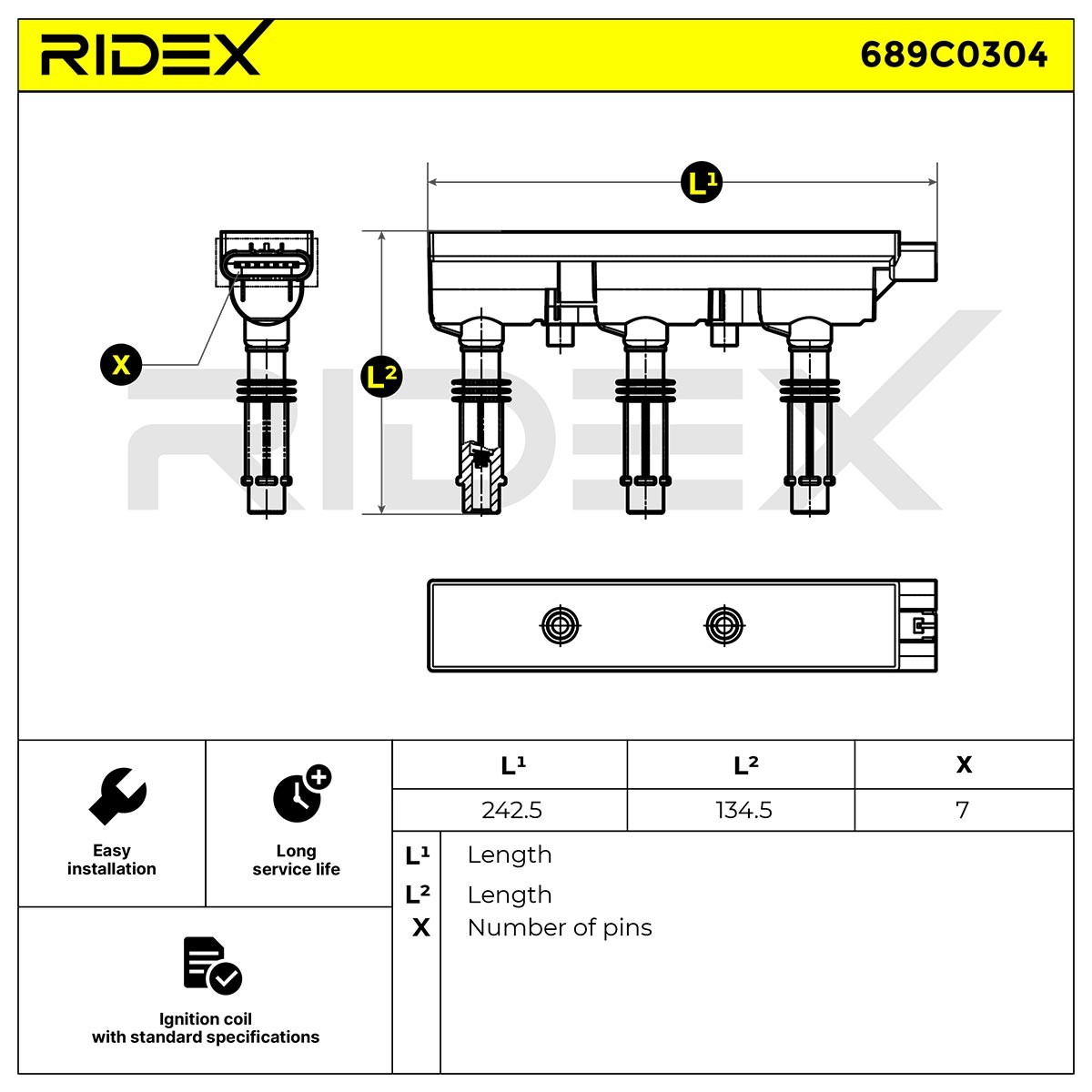 OEM-quality RIDEX 689C0304 Ignition coil pack