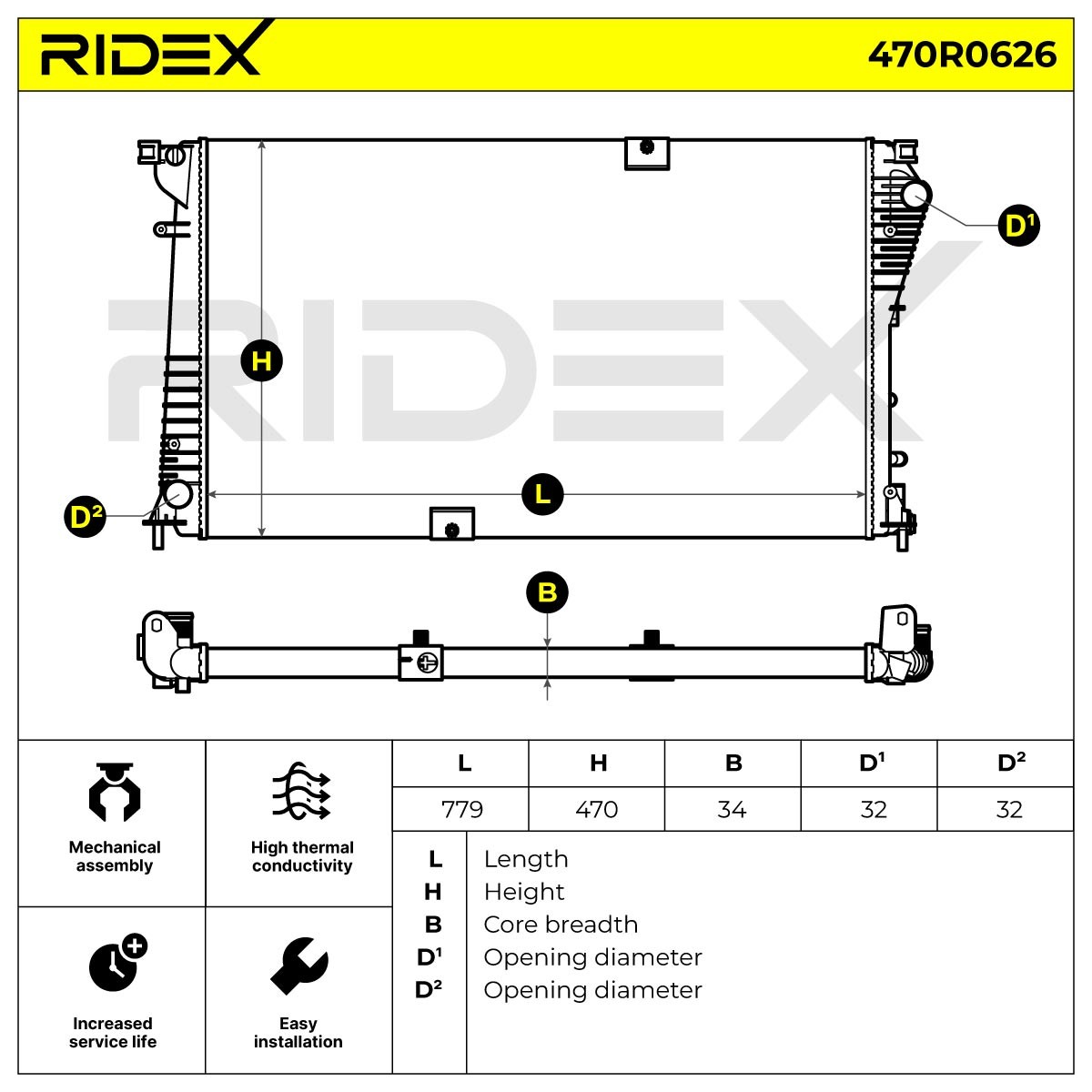 470R0626 Radiator 470R0626 RIDEX Manual Transmission