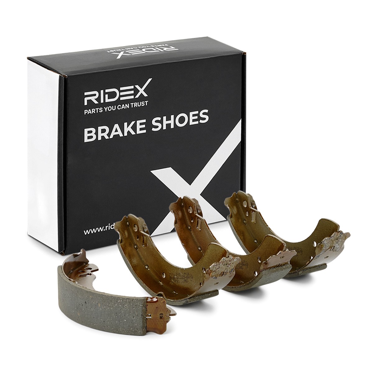 RIDEX 70B0258 Brake Shoe Set 228,6 x 45 mm, without handbrake lever
