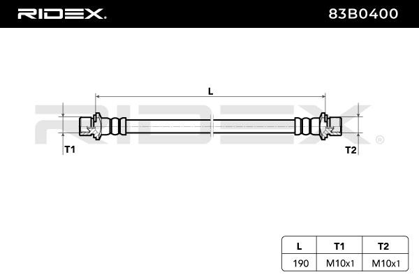 RIDEX 83B0400 Flexible brake hose Rear Axle, 190 mm