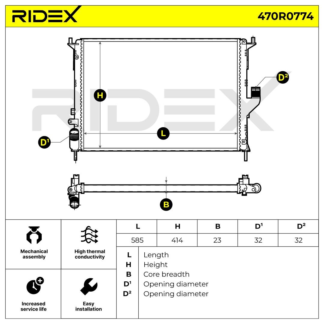 Engine radiator 470R0774 from RIDEX