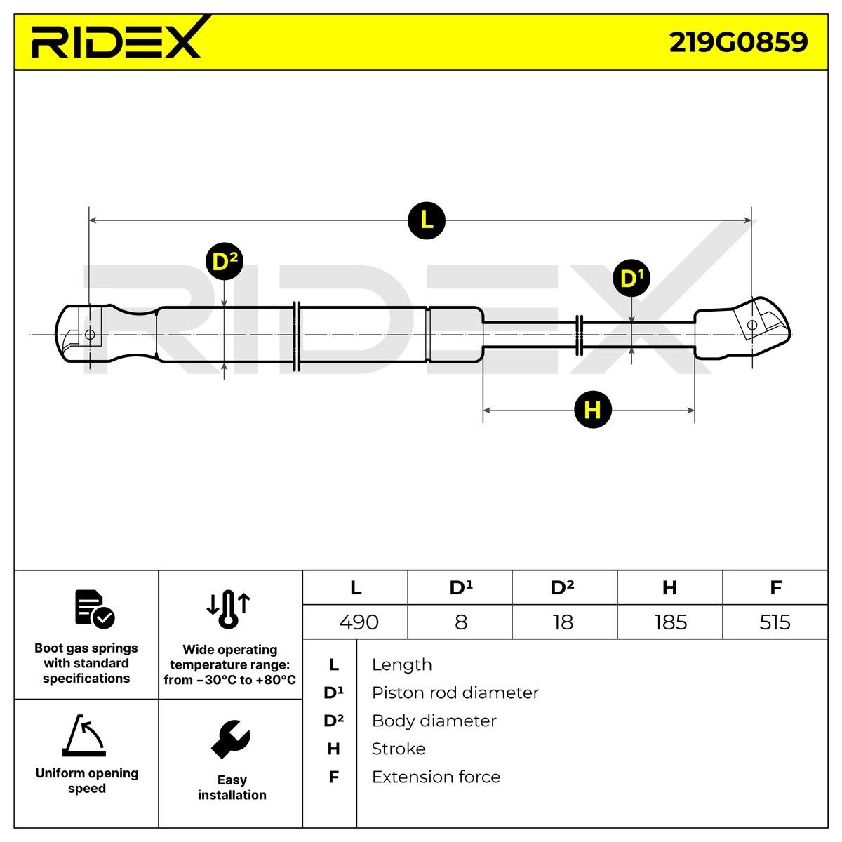 RIDEX Ammortizzatori portellone 219G0859 recensioni