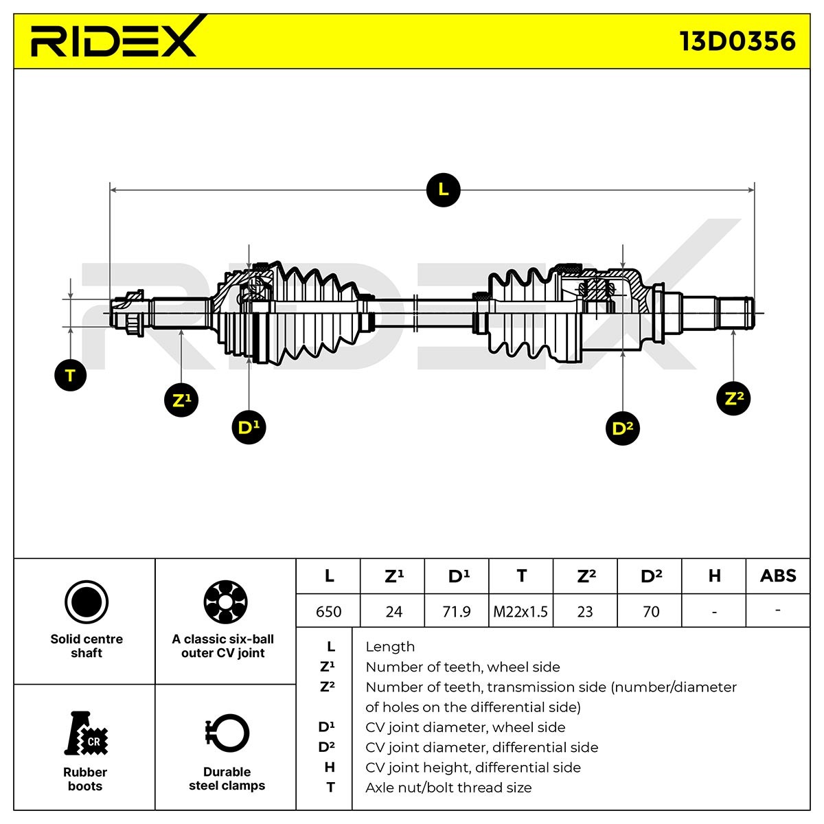 RIDEX CV axle 13D0356 buy online