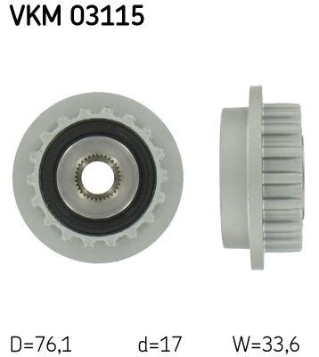 Original VKM 03115 SKF Alternator clutch pulley VW
