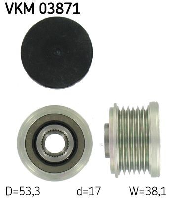 Alternator clutch pulley SKF Width: 38,1mm, Requires special tools for mounting - VKM 03871