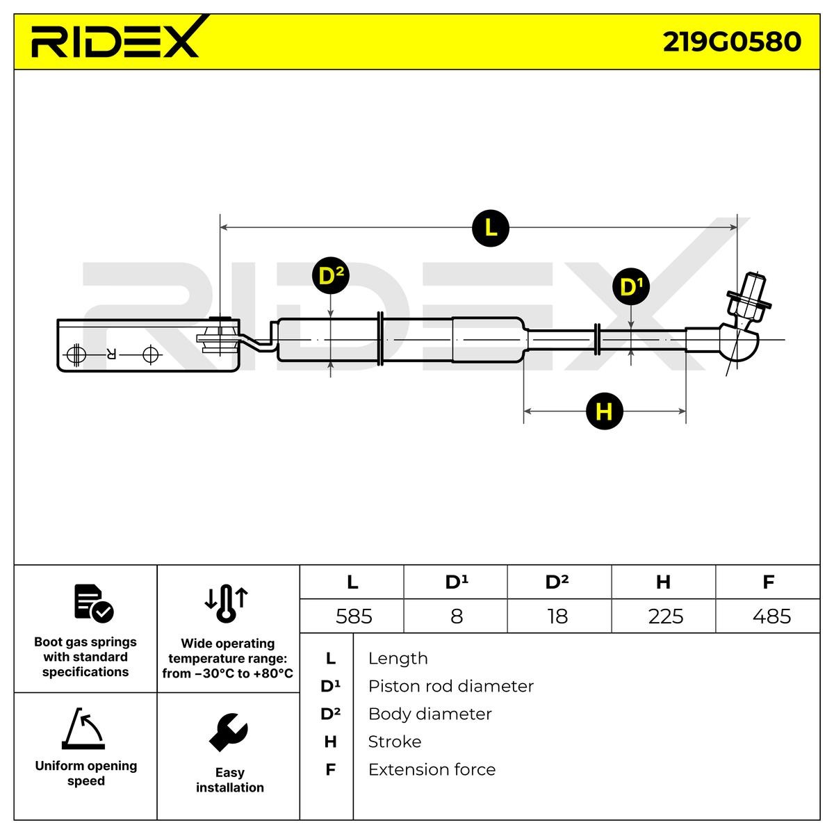 RIDEX Ammortizzatori portellone 219G0580 recensioni